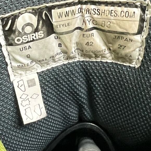 Osiris NYC 83 Grey Slime Rare MENS SIZE 9 EUC Shoes - Picture 7 of 9